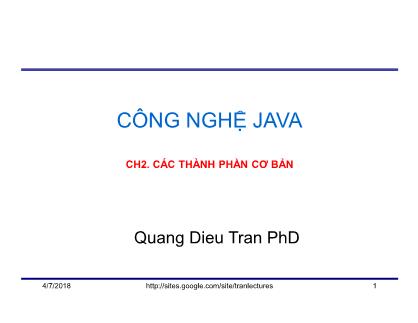 Bài giảng Công nghệ Java - Chương 2: Các thành phần cơ bản