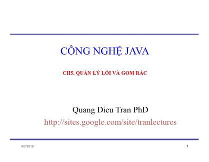 Bài giảng Công nghệ Java - Chương 5: Quản lý lỗi và gom rác