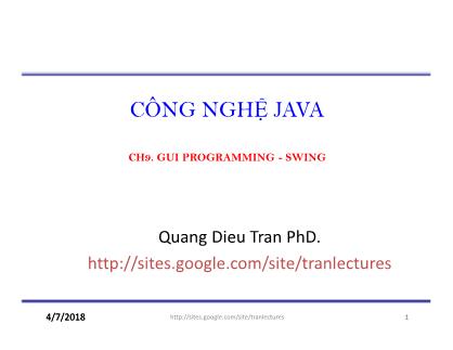 Bài giảng Công nghệ Java - Chương 9: Gui programming-Swing