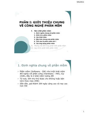 Bài giảng Công nghệ phần mềm - Phần I: Giới thiệu chung về công nghệ phần mềm