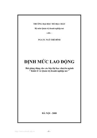 Bài giảng Định mức lao động - Ngô Thế Bính