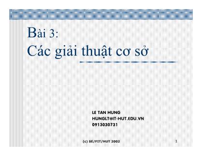 Bài giảng Đồ họa hiện thực ảo - Bài 3: Các giải thuật cơ sở - Lê Tấn Hùng