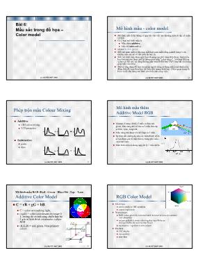 Bài giảng Đồ họa hiện thực ảo - Bài 6: Mầu sắc trong đồ họa-Color model - Lê Tấn Hùng