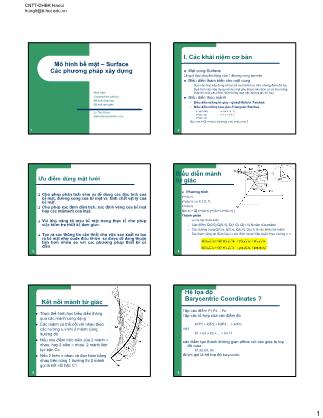 Bài giảng Đồ họa máy tính và thực tế ảo - Bài 8: Mô hình bề mặt-Surface Các phương pháp xây dựng