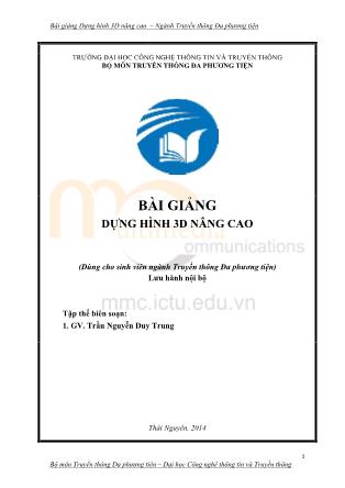 Bài giảng Dựng hình 3D nâng cao (Phần 1)