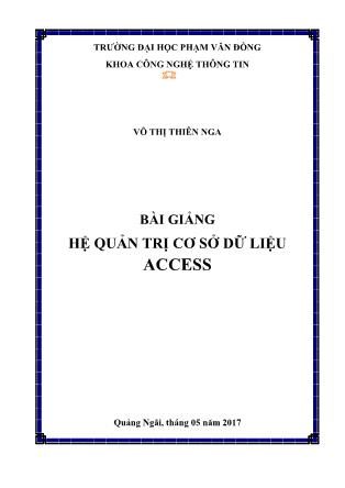 Bài giảng Hệ quản trị cơ sở dữ liệu access