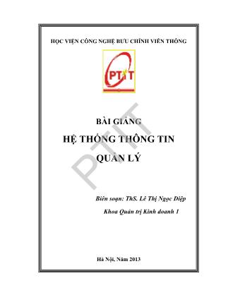 Bài giảng Hệ thống thông tin quản lý - Lê Thị Ngọc Diệp