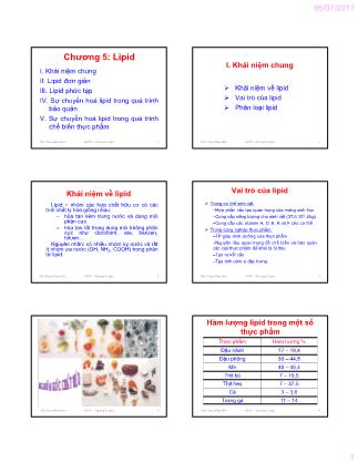Bài giảng Hóa sinh thực phẩm - Chương 5: Lipid - Phạm Hồng Hiếu