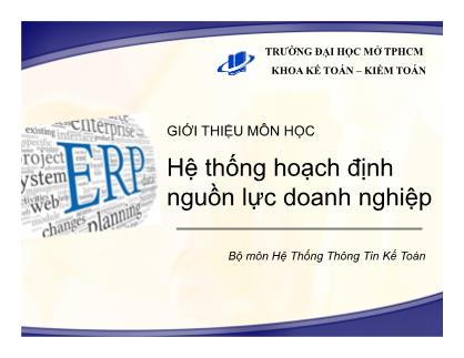 Bài giảng Hoạch định nguồn lực doanh nghiệp - Chương 0: Giới thiệu môn học