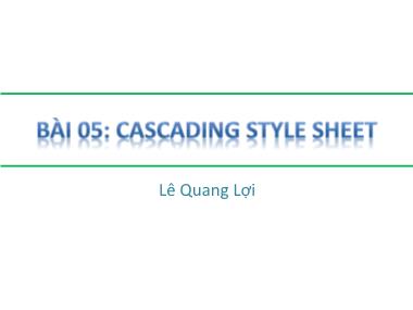 Bài giảng HTML-DHTML-Javascript - Bài 05: Cascading Style Sheet - Lê Quang Lợi