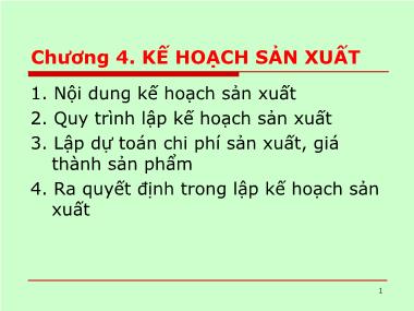 Bài giảng Kế hoạch kinh doanh - Chương 4: Kế hoạch sản xuất