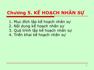 Bài giảng Kế hoạch kinh doanh - Chương 5: Kế hoạch nhân sự