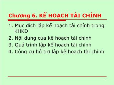 Bài giảng Kế hoạch kinh doanh - Chương 6: Kế hoạch tài chính