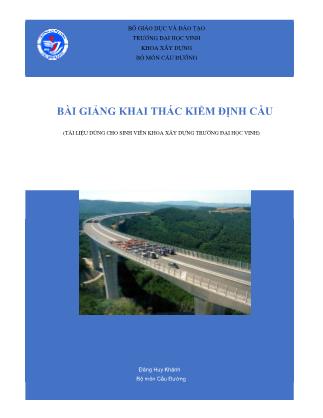 Bài giảng Khai thác kiểm định cầu - Đặng Huy Khánh