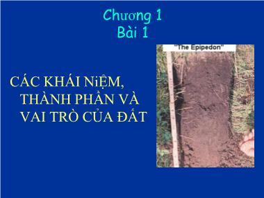 Bài giảng Khoa học đất - Chương 1: Các khái niệm, thành phần và vai trò của đất