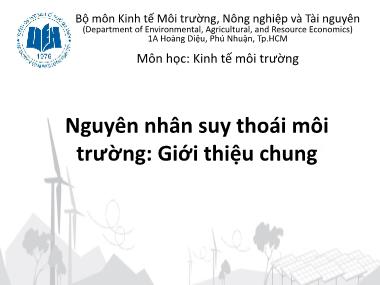 Bài giảng Kinh tế môi trường - Chương 4: Nguyên nhân suy thoái môi trường: Giới thiệu chung