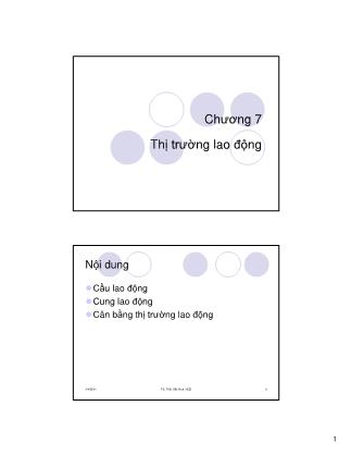 Bài giảng Kinh tế vĩ mô 1 - Chương 7: Thị trường lao động - Trần Văn Hoà