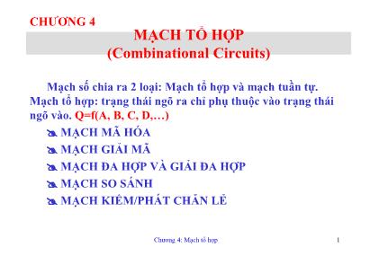 Bài giảng Kỹ thật số - Chương 4: Mạch tổ hợp (Combinational Circuits)