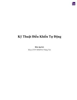 Bài giảng Kỹ thuật điều khiển tự động