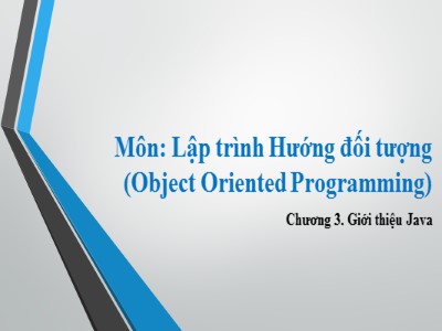 Bài giảng Lập trình Hướng đối tượng (Object Oriented Programming) - Chương 3: Giới thiệu Java