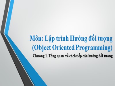 Bài giảng Lập trình Hướng đối tượng (Object Oriented Programming) - Chương 1: Tổng quan về cách tiếp cận hướng đối tượng