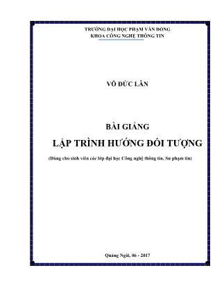 Bài giảng Lập trình hướng đối tượng