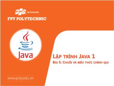 Bài giảng Lập trình Java 1 - Bài 5: Chuỗi và biểu thức chính qui