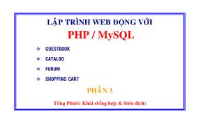 Bài giảng Lập trình web động với PHP/MySQL - Tống Phước Khải (Phần 3)