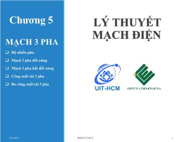 Bài giảng Lý thuyết mạch điện - Chương 5: Mạch 3 pha - Trịnh Lê Huy