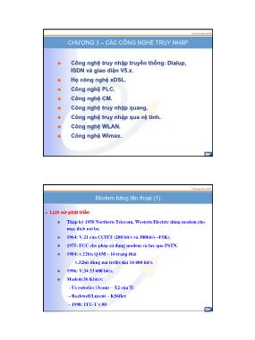 Bài giảng Mạng và các công nghệ truy cập - Chương 3: Các công nghệ truy nhập - Dương Thị Thanh Tú