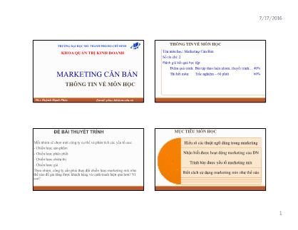 Bài giảng Marketing căn bản - Chương 1: Khái quát về marketing