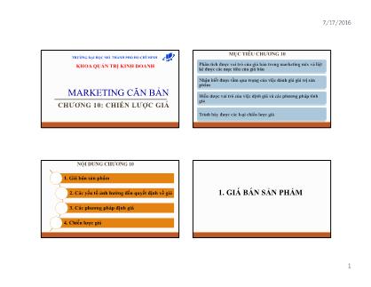 Bài giảng Marketing căn bản - Chương 10: Chiến lược giá