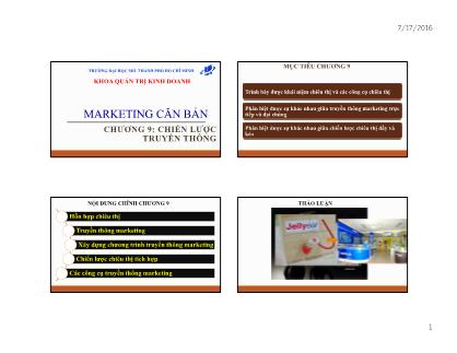 Bài giảng Marketing căn bản - Chương 9: Chiến lược truyền thông