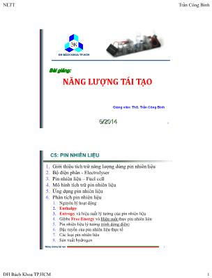 Bài giảng Năng lượng tái tạo - Chương 4: Pin nhiên liệu - Trần Công Binh