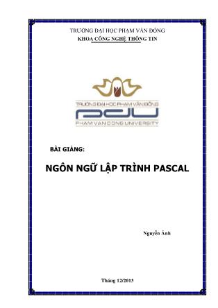 Bài giảng Ngôn ngữ lập trình pascal