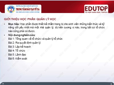 Bài giảng Quản lý học - Bài 1: Tổng quan về tổ chức và quản lý tổ chức - Phan Kim Chiến