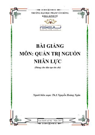 Bài giảng Quản trị nguồn nhân lực - Nguyễn Hoàng Ngân