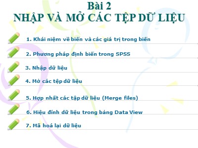 Bài giảng Thống kê kinh doanh và SPSS - Bài 2: Nhập và mở các tệp dữ liệu - Trương Minh Chiến