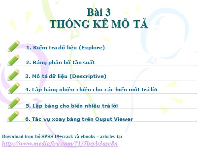 Bài giảng Thống kê kinh doanh và SPSS - Bài 3: Thống kê mô tả - Trương Minh Chiến