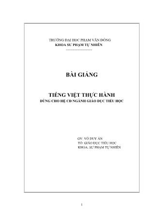 Bài giảng Tiếng Việt thực hành - Võ Duy Ấn