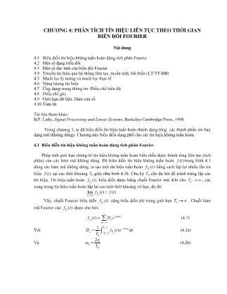 Bài giảng Tín hiệu và dùng chuỗi - Chương 4: Phân tích tín hiệu liên tục theo thời gian biến đổi fourier