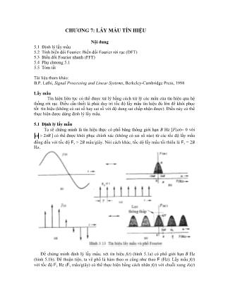 Bài giảng Tín hiệu và dùng chuỗi - Chương 5: Lấy mẩu tín hiệu
