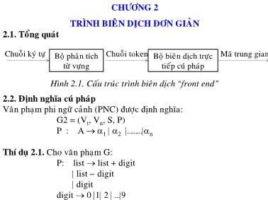 Bài giảng Trình biên dịch - Chương 2: Trình biên dịch đơn giản