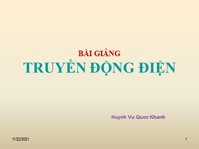 Bài giảng Truyền động điện