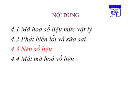 Bài giảng Truyền số liệu - Chương 4: Xử lý số liệu truyền (Phần 3)