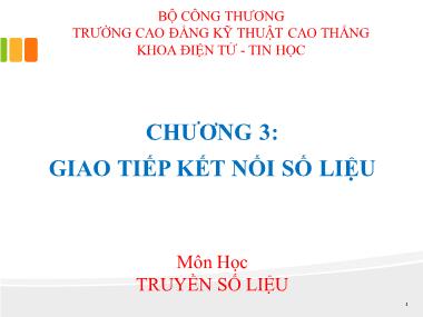 Bài giảng Truyền số liệu - Chương III: Giao tiếp kết nối số liệu