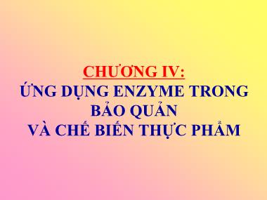 Bài giảng Ứng dụng công nghệ sinh học trong công nghệ thực phẩm - Chương IV: Ứng dụng enzyme trong bảo quản và chế biến thực phẩm