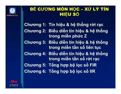 Bài giảng Xử lý tín hiệu số - Chương 1: Tín hiệu & hệ thống rời rạc