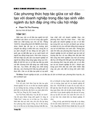 Các phương thức hợp tác giữa cơ sở đào tạo với doanh nghiệp trong đào tạo sinh viên ngành du lịch đáp ứng nhu cầu hội nhập