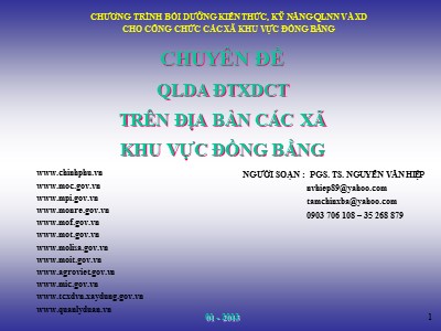 Chuyên đề Quản lý dự án đầu tư xây dựng trên địa bàn các xã khu vực đồng bằng (Phần 1)